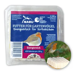CJ Wildlife 103540715 Energieblock für Rotkelchen und andere Wildvögel "mit Mehlwürmer" 300 g - empfohlen vom NABU und dem LBV