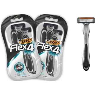 BIC Flex 4 Nassrasierer Set 4 Klingen Einwegrasierer Herren, Männer 6er Pack
