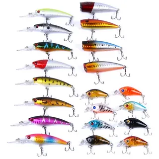 Aorace Fishing Lures Kit Mixed Including Minnow Popper Crank Baits with Hooks for Saltwater Freshwater Trout Bass Salmon Fishing