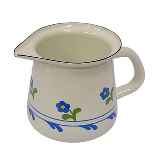 Linoows Kanne Emaille Sahnekännchen, Milch Kännchen, Küchenkanne, 0,4 l, (1), Kännchen im Dekor Creme Blümchen 0,4 Liter bunt