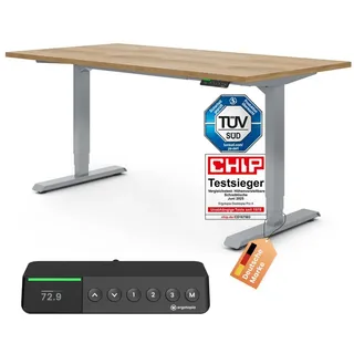 Ergotopia Schreibtisch Desktopia Pro X elektrisch höhenverstellbarer Schreibtisch, elektrisch verstellbarer Bürotisch inkl. edlem OLED-Display beige 180 cm