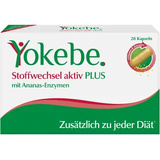 YOKEBE Plus Stoffwechsel aktiv – Stoffwechselkapseln zur Diät-Unterstützung – mit Vitamin-B-Komplex und hochwertigen Ananas-Enzymen – laktosefrei, glutenfrei, histaminfrei – 28 Kapseln
