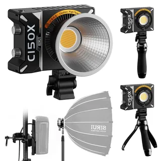 SIRUI C150X 150W COB LED Video Light Combo Kit mit App-Control, 2800K-6500K Bi-Color, Bowens Mount, tragbar für Fotografie & Videografie