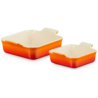 Le Creuset Auflaufform Tradition quadratisch 2er Set 13/20 cm Orange