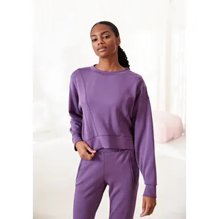 Sweatshirt FRENCH CONNECTION, Damen, Gr. 36/38, lila, Obermaterial: 55% Viskose (LENZINGTM ECOVEROTM), 40% Polyester, 5% Elasthan, unifarben, Basic, bequem hüftlang, Rundhals, Bündchen, Sweatshirts Sweatshirt, mit überschnittenen Schultern