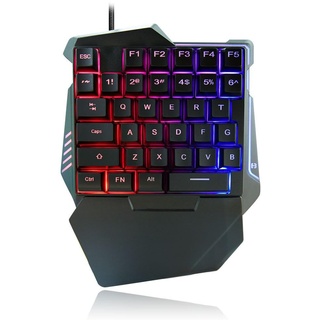 ciciglow Einhändige Gaming-Tastatur, 35 Tasten, -Gaming-Tastatur, RGB-Farbe, Hintergrundbeleuchtung, Leise Tastatur, Ergonomische Mechanische Tragbare Tastatur