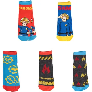 United Labels Feuerwehrmann Sam Socken für Jungen Kinder Sneaker Kindersocken Söckchen Mehrfarbig Bunt (5er Pack) (27-30) - 27-30