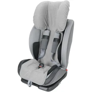 Kindersitzbezug Gruppe 1/2/3 (9–36 kg) aus 100 % Baumwoll-Doppel-Frottee – Oeko-Tex Standard 100 Atmungsaktiv & Schweißabsorbierend Ohne Polsterung Made in Italy (Grau)