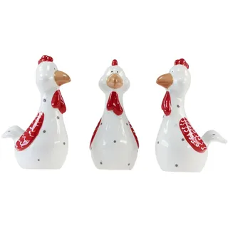 Viana Deko Hühner Osterdeko Figuren Keramik 15cm Set 3St Ostern Geschenk Tischdeko, 3 Stück - Einheitsgröße