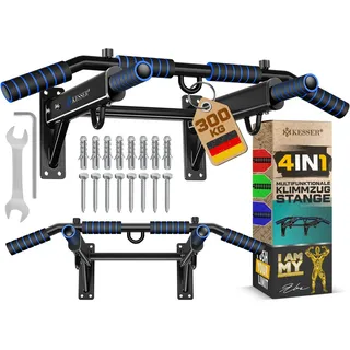 Kesser KESSER® 4in1 Klimmzugstange zur Wandmontage rutschfesten Griffen zusätzliche Funktion für Seile Ringe und Boxsäcke mit verschiedenen Griffpositionen sicher & stabil Pull Up Bar für zuhause