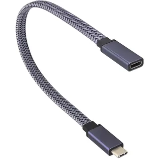 AAOTOKK USB 3.1Typ C zu Typ C Geflochtenes skabel 60W 3A Kurzes USB Männlich zu Weiblich Verlängerungskabel unterstützt Daten,Audio Videokabel für Laptops,Tablets und Mobiltelefone(0,3M-M/F)