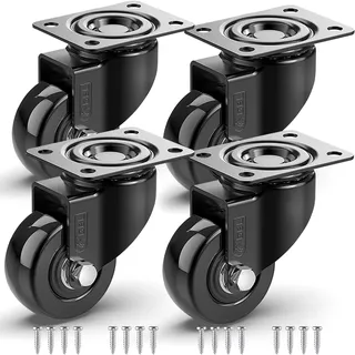 GBL 4x Möbelrollen Schwerlast mit Schrauben - 50mm x 200kg - Lenkrollen ohne Bremse - Sessel Rollen - Schwerlastrollen Transportrollen - Rollen für Sessel Palettenmöbel