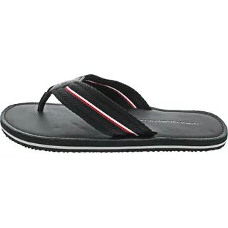 Tommy Hilfiger Herren Hilfiger Leather Beach Sandal Fm0fm05027 Zehentrenner, Black (Black), 42 EU - 42 EU