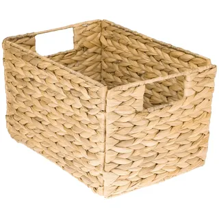 HMF Aufbewahrungskorb faltbarer Korb geflochten aus Wasserhyazinthe Seegras 32 x 23 x 20 cm beige