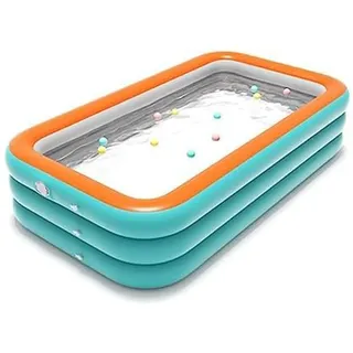 Aufblasbarer Pool Familienpool für Kinder und Erwachsene 318*180*65cm,Großes 3 Schichten Planschbecken aus verstärktem PVC,Tragbare Badewanne Mit Luftpumpe und Flicken,für Garten,Innen- Außenbereich