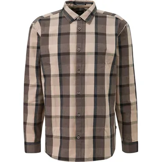 QS Regular Fit: Kariertes Flanellhemd - braun|beige - M