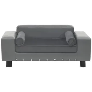 vidaXL Hundesofa Grau 81 x 43 x 31 cm Plüsch und Kunstleder