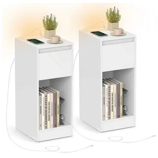 VASAGLE Nachttisch Kailyn 30 x 25 x 59,5 cm Weiß