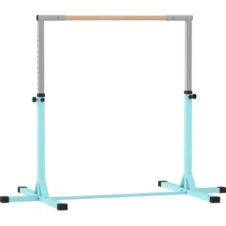 HOMCOM Gymnastikstange für Kinder, höhenverstellbar Turnreck Reckstange, Reck Turnstange für Indoor & Outdoor aus Holz & stabile Stahlkonstruktion bis 75 kg belastbar, für 3+ Kinder, Hellblau   Aosom