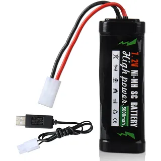 7,2 V 5000 mAh NiMH-Akku, Wiederaufladbarer NiMH-Akku für RC-Autos, Flugzeuge, Hubschrauber, Boote, Buggys, Modellbau, Autos, Flugzeuge, Spielzeug mit Tamiya-Anschluss