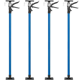 tectake® Baustützen Teleskop Stange 115-290 cm, Baustütze mit Auflageplatten mit Kugelgelenk, Montagestütze je 30 kg Tragkraft, Spannstange, Montagehilfe für Deckenverkleidung - blau, 4er Set