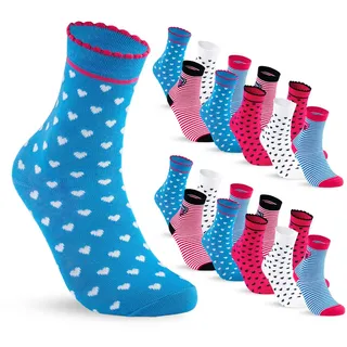 sockenkauf24 Socken 10 Paar Kinder Socken Jungen & Mädchen Baumwolle Kindersocken (23-26) - 54330 blau 23-26