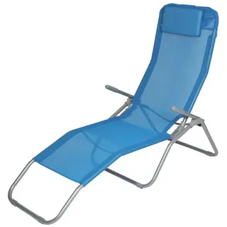 BURI Gartenliege Bäderliege blau Relaxliege Sonnenliege Saunaliege Klappliege blau