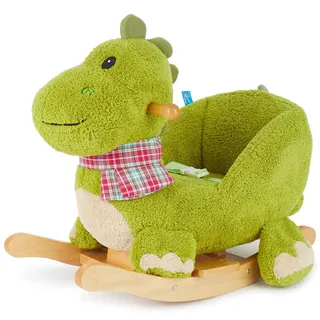 Bieco Plüsch Schaukeltier Dino | Kinder Schaukelstuhl mit Sicherheitsgurt | Schaukel Kleinkind | Schaukeltier Baby Zimmer | Baby Schaukelwippe ab 9 Monate | Schaukelpferd Holz