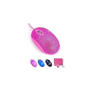 SOONGO USB Optical Wired Mini Computer Mouse for Latpot Mice with Pink Crystal Bling Rhinestone Funny Personalised Gift for Kids and Teen Girl Birthday Gift by