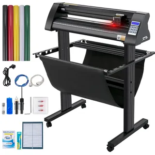 Vevor Vinyl Schneideplotter 870 mm Folienschneider Leistung 95 W Spannung AC 85-264 V, Plottermaschine Halbautomatisch mit Ständer, Signmaster-Software, Aluminiumlegierung, ARM, Dmpl / Hpgl, Windows