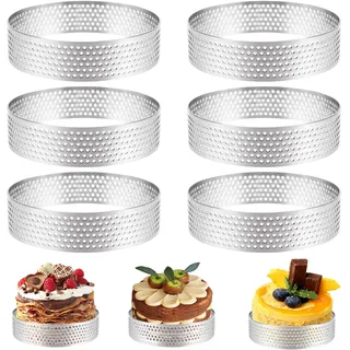 bunthaus Set Mit 6 Tortenringen Aus Edelstahl, 8 Cm Kreisform, Tortenring Aus Edelstahl, Hitzebeständig, Perforiert Für Mousse-kuchen