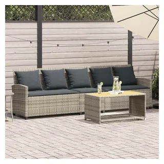 vidaXL Gartensofa 5-Sitzer Loungesofa hellgrau