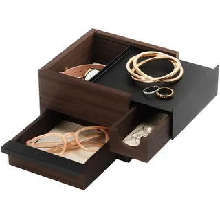 Umbra Mini Schmuckkasten – Stowit Design Schmuckbox mit Geheimfächern für Ringe, Armbänder, Halsketten, Uhren, Ohrringe & schwarz