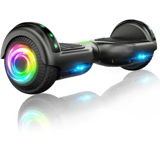 SISIGAD Offroad Hoverboard Kinder Erwachsene mit 6,5" Reifen Leistungsstarke große Batterie Hoverboard Bluetooth-Lautsprechern LED-Licht, A02, A02-Black