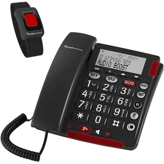 Amplicomms BigTel 50 Alarm Plus Analoges Telefon Anrufer-Identifikation Dunkles Grau