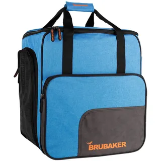 BRUBAKER Super Performance Skischuhtasche Helmtasche Rucksack mit Schuhfach - Blau meliert Schwarz
