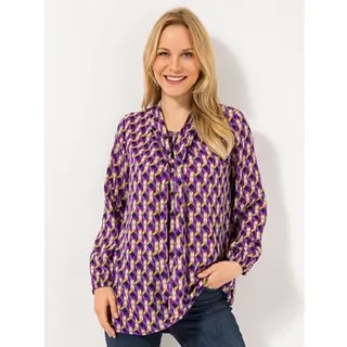 DINE 'N' DANCE Bluse, 1/1-Arm Bindeband Allover-Muster leger weit