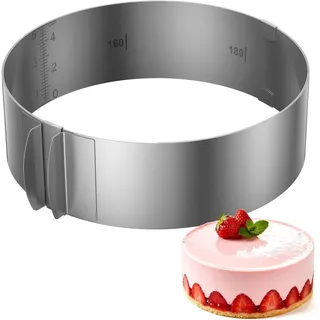 Runder Tortenring Verstellbar 15-30 cm, 5cm Hoch Edelstahl Tortenring Verstellbarer Kuchenring Durchmesser Rund Verstellbar für Zubereitung von Kuchen und Torten Desserts