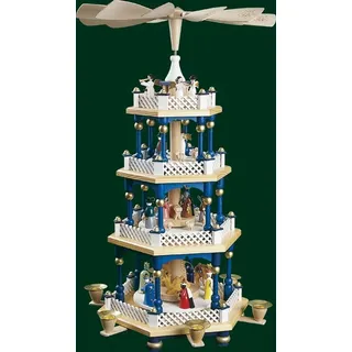 Richard Glässer GmbH Seiffen Richard Glässer Seiffen Weihnachtspyramide Christi Geburt, blau Höhe 54 cm hoch, original Erzgebirge