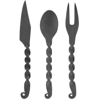 Battle-Merchant Geschmiedetes Essbesteck 3-teilig Messer, Gabel, Löffel - Dekoration - Besteck - LARP - Mittelalter - Wikinger