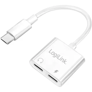 Logilink USB-C Adapter mit PD-Ladeport (PowerDelivery) max. 60 W, Kopfhörer benutzen und gleichzeitig das Telefon Laden