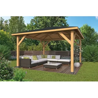 Gartenpavillon Douglasie 430x430 cm Gartenlaube Pavillion Holz Unterstand Garten