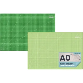 SEMPLIX Selbstheilende Schneidematte A0-A4 - Grün, Rosa, Grau, Türkis, Lila - Ideal fürs Basteln, Nähen & Patchworken - Beidseitig Bedruckt - Vorderseite cm Rückseite inch Bemaßung (Hellgrün-Grün, A0)