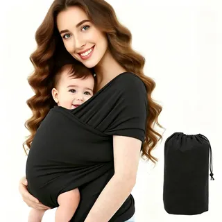 Elastisches Wickeltuch für Neugeborene, vielseitige Stillstütze, Tragetuch Baby Neugeboren (Schwarz)