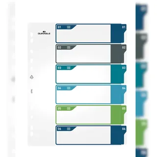 Durable Ordnerregister DIN A4 Überbreite 1-6 farbig 6-teilig