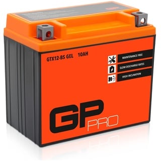 GP-PRO GTX12-BS 12V 12Ah GEL-Batterie (Kompatibel mit YTX12-BS / 51012) (Wartungsfrei & Versiegelt) Akkumulator Motorrad Motorradbatterie