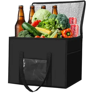 Groß Kühltasche Faltbar 50L Isoliertasche Kühlbox Kühlkorb für Essen, Groß Picknicktasche Thermotasche für Outdoor BBQ Camping,Einkaufen,45X31X36cm