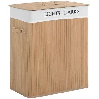 Homcom Wäschekorb mit Deckel Segeltuchsack aus Bambus Natur 100L 52 x x cm