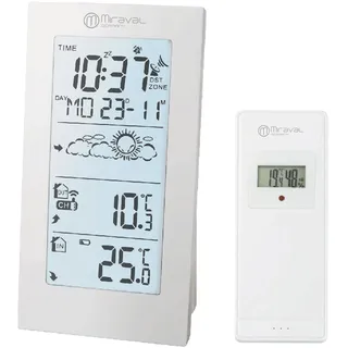 Miraval Funk-Wetterstation Basic mit Außensensor & DCF77 Funkuhr Wetteranzeige