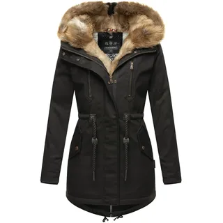 Navahoo "Diamond" Gr. M, schwarz Damen Jacken Designer Winterjacke mit Teddyfell gefüttert